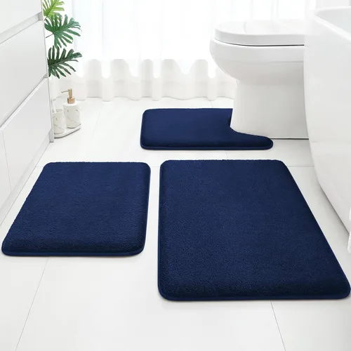 Miniatura 11 de HOMEIDEAS Juego de 3 alfombras de baño mejoradas, alfombras de baño de espuma viscoelástica ultra suaves, superabsorbentes, antideslizantes, Beige