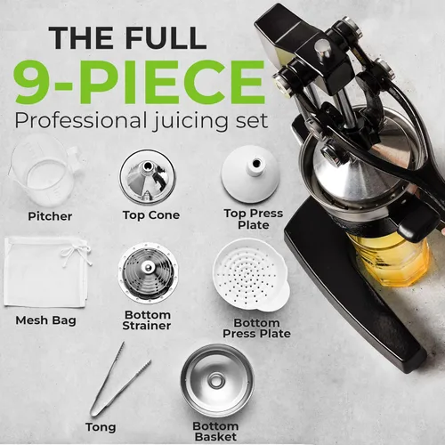 Miniatura 3 de Zulay Kitchen Puplerizer Exprimidor de hierro fundido 9 en 1, exprimidor manual de servicio pesado fácil de limpiar con accesorio prensatelas