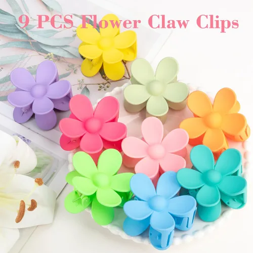 Miniatura 7 de Pinzas para el cabello de flores para mujer, 9 pinzas mate con agarre fuerte para cabello grueso y fino, antideslizantes, 9 estilos