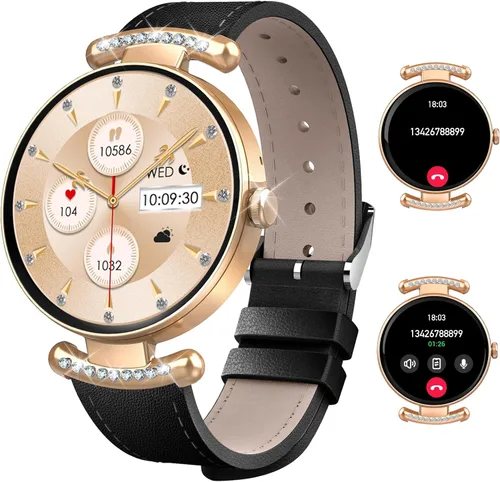 Miniatura 9 de Relojes inteligentes para mujer, responder/hacer llamadas, reloj AMOLED de pantalla ultra transparente de 1.32 pulgadas con frecuencia cardíaca