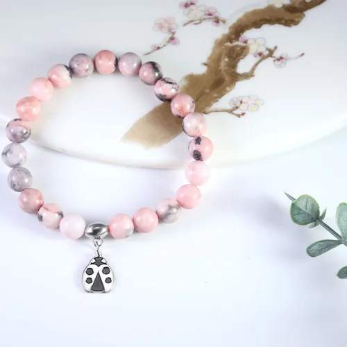 Miniatura 2 de Regalos para mujeres, pulseras de libélula, colibrí, mariquita, perezoso, 0.315 pulgadas, piedra natural, curativa, pulseras de relajación