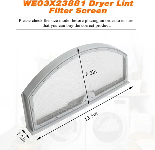 Miniatura 5 de GTD42EASJ2WW GTD33EASK0WW WE03X23881 Reemplazo de pantalla de filtro de pelusa para secadora GE Hotpoint, filtro de secadora de acero inoxidable