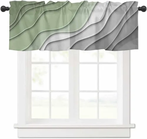Miniatura 31 de Cortina de cenefa negra degradada para ventanas de kithchen, negro, blanco, gris, degradado, moderno, abstracto, geométrico, cenefa con bolsillo