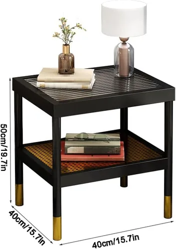 Miniatura 3 de Mesa de Centro Small Side Table Glass & Metal End Table 2-Tier Night Stand with Storage Rack Nordic Simple Bedside Coffee Table for Living Room Tea