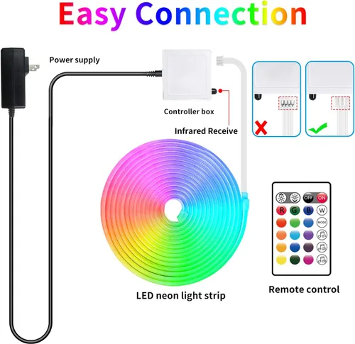Miniatura 6 de segrass Cuerda de luz de neón de 16.4 pies, cuerda de luces LED flexible con control por aplicación/control remoto, luces de cuerda de múltiples