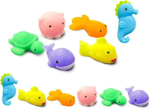 Miniatura 10 de 4 piezas de juguetes blandos Jumbo Glitter Mochi para niños, juguetes Kawaii, juguetes sensoriales de animales marinos para premios de clase
