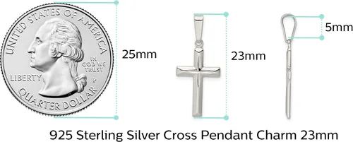 Miniatura 5 de Colgante de cruz de plata de ley 925 maciza con corte de diamante, pequeño, 0.906 in x 0.512 in, regalos de joyería para mujeres, esposa, mamá