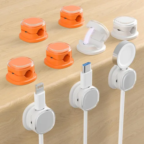 Miniatura 19 de Clips de cable magnéticos, soporte de cable ajustable, organizador adhesivo de alambre para hogar, oficina, escritorio, teléfono, PC, automóvil
