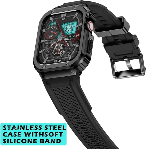 Miniatura 3 de Correa Deczone con caja de acero inoxidable compatible con Apple Watch Series SE 3 2 1/6 5 4 44mm, correa Series 3 2 1 42mm, correa iwatch de metal