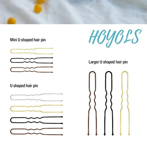 Miniatura 7 de Hoyols Pinzas en forma de U, pinzas de metal curvadas y onduladas para moño, horquilla para mujeres y niñas, peinados, cabello grueso y fino, 100
