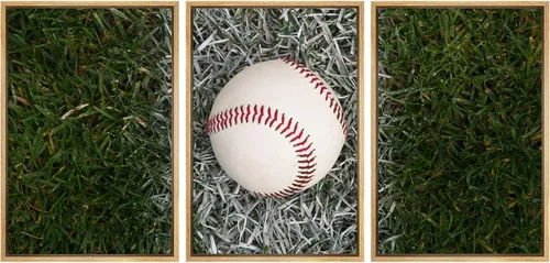 Miniatura 44 de wall26 Lienzo enmarcado para pared, juego de arte de primer plano, detalles de costuras de béisbol, atletas deportivos, fotografía, moderno
