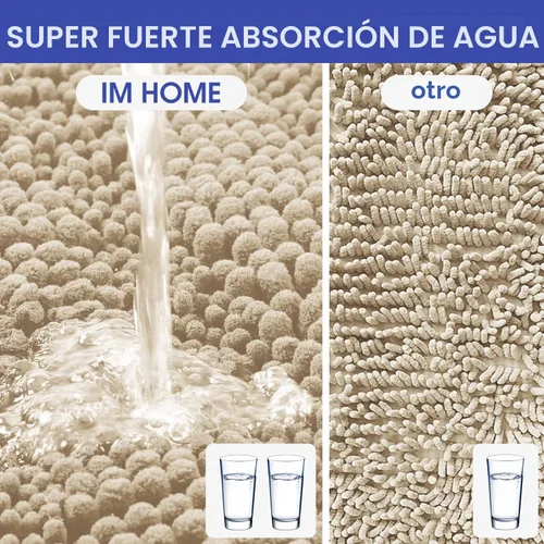 Miniatura 5 de ACCUMTEK - Juego de alfombras de baño a rayas beige de 3 piezas, ultrasuaves, antideslizantes de chenilla, alfombras de baño mullidas y absorbentes