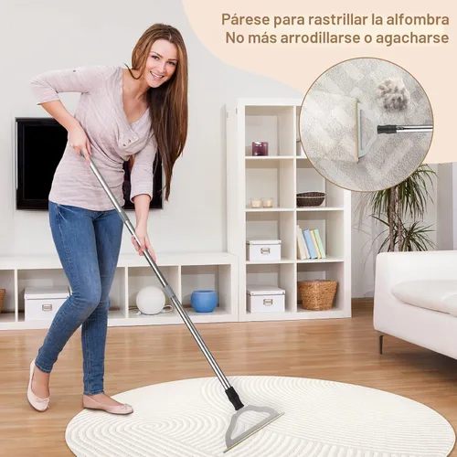 Miniatura 2 de Rastrillo de Alfombra de Mango Largo Ajustable de 47 pulgadas, Removedor de Pelo de Mascotas, Cepillo Reutilizable Grande de Metal Removedor