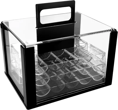 Miniatura 9 de GSE Poker Chip Case, 600pcs/1,000pcs Acrylic Poker Chip Case Casino Acrylic Poker Chips Carrier con bandejas de fichas de póquer Estuche