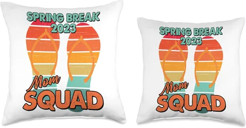 Miniatura 3 de Spring Break 2023 Mom Squad Beach Vintage Cool Flip Flops Throw Pillow