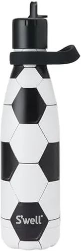 Miniatura 8 de S'well Botella de agua de acero inoxidable con tapa de popote abatible y asa, 17 onzas, End Zone, recipientes aislados al vacío de triple capa que