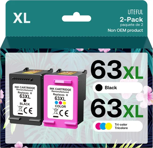 Cartuchos de tinta remanufacturados de repuesto para HP Ink 63 63XL compatibles con impresoras OfficeJet 3830 4650 4655 5255 5258 5200 Envy 4510