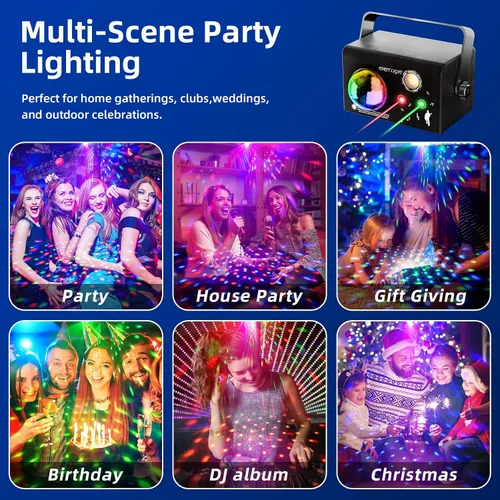 Miniatura 3 de Luces cuadradas para fiesta, 4 modos de luz de discoteca activada por sonido con control remoto y estroboscópico, luces de escenario de baile