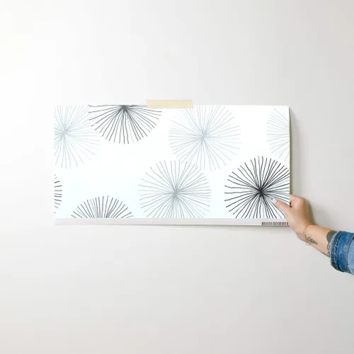 Miniatura 7 de Peel & Stick Wallpaper Swatch - Dandelions Grayscale Dandelion Greyscale Mid Century Modern Minimalist Mod Circle Snowflake Round Custom Removable