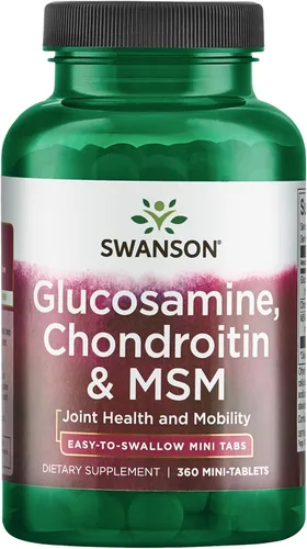 Swanson Glucosamina, condroitina y MSM - Suplemento para la salud del cartílago y las articulaciones* - Apoya la movilidad y la flexibilidad* - Mini