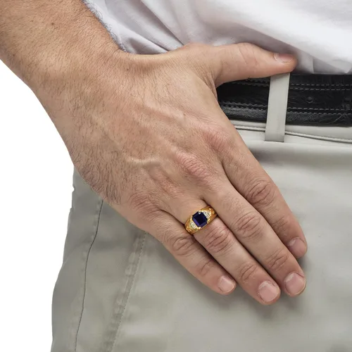 Miniatura 3 de PalmBeach - Anillo para hombre, chapado en oro amarillo, talla 8 a 13