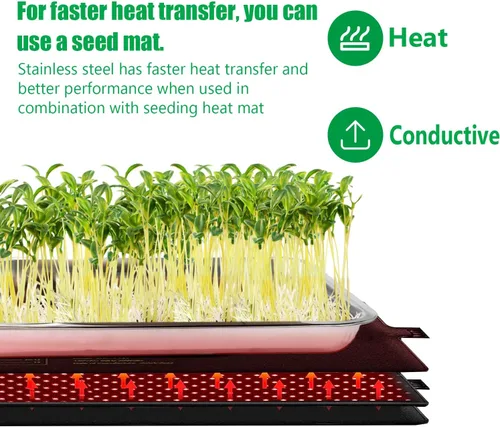 Miniatura 6 de RooTrimmer Bandejas de acero inoxidable para plantas, paquete de 5 bandejas multiusos para plantas de interior y exterior, bandeja de inicio