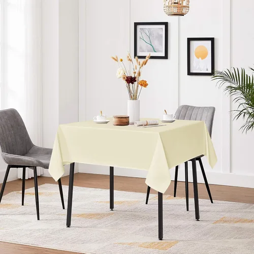 Miniatura 2 de Sancua Manteles cuadrados pequeños de 36x36 pulgadas - Mantel beige para mesas cuadradas o redondas, mantel de poliéster lavable para mesas