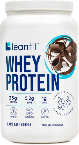 LeanFit Proteína de suero en polvo alimentada con pasto, chocolate natural, sin gluten, apto para dieta cetogénica y baja en carbohidratos, 0.85 oz