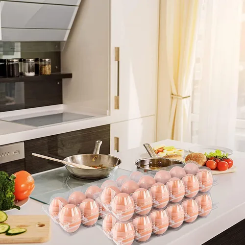 Miniatura 6 de Paquete de 60 cartones de huevos de plástico a granel, una docena de cartones de huevos vacíos transparentes para huevos de gallina, soportes