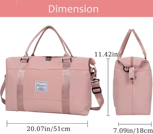 Miniatura 25 de KARRESLY Bolsa de viaje para mujer, bolsa de hombro para fin de semana, bolsa de deporte, gimnasio, bolsa de mano, impermeable, Beige