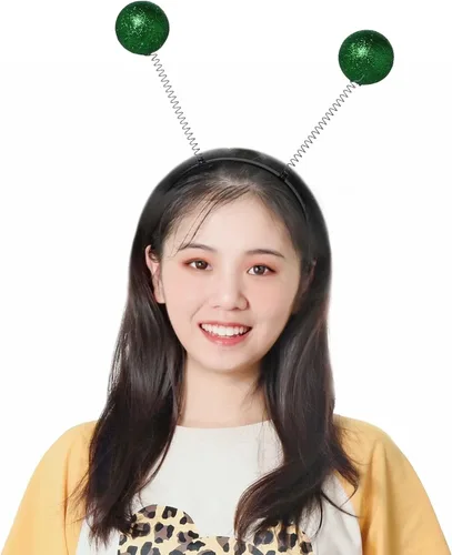 Miniatura 2 de jiebor 10 diademas de alienígena con antenas marcianas, accesorios para disfraz espacial, accesorios de cabeza de bola con purpurina para fiesta