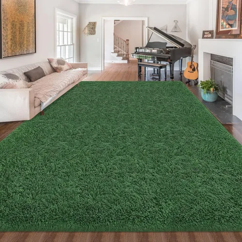 Miniatura 34 de Alfombras verdes para dormitorio de niños: alfombra de pasillo lavable de 2x6, alfombras pequeñas antideslizantes, esponjosas, suaves, peludas