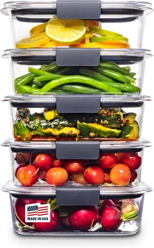 Miniatura 14 de Contenedor de almacenamiento de alimentos Rubbermaid Brilliance, plástico sin BPA, Mini, 0,5 tazas, 4 unidades, transparente, Transparente
