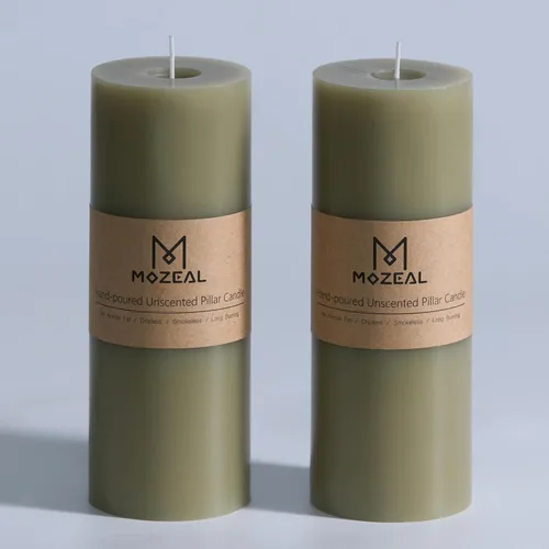 Miniatura 120 de MOZEAL Velas grandes sin perfume vertidas a mano de 3 x 8 pulgadas, sin humo, juego de 2, combustión lenta, sin goteo, aproximadamente 150 horas