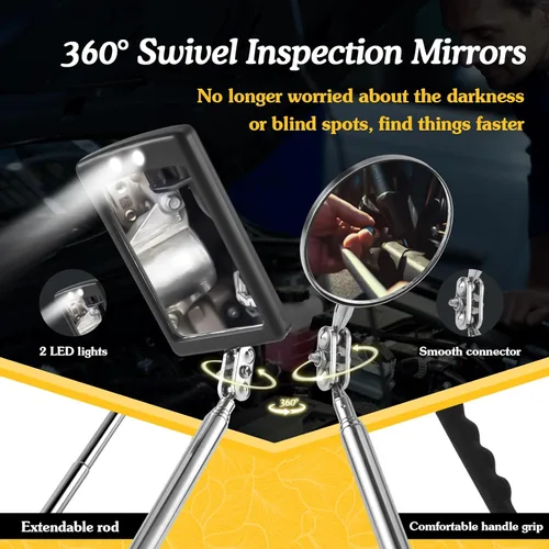 Miniatura 5 de Housolution Linterna magnética flexible de 360°, herramienta de recogida magnética telescópica de 32 pulgadas, regalo para hombres, barra magnética