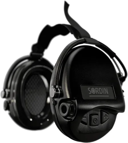 Sordin MIL AUX Ear Muffs - Active and Electronic Military Ear Defenders w/Neckband - Tactical Earmuffs
