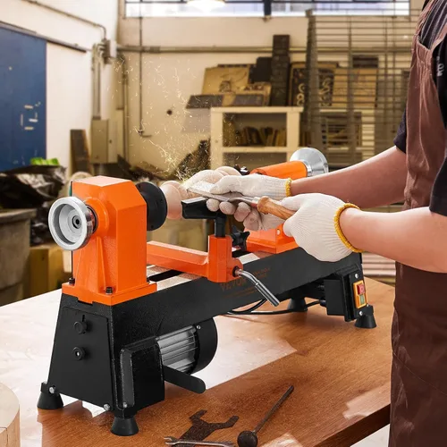 Miniatura 8 de VEVOR Torno de Madera de Sobremesa, 10 pulgadas x 18 pulgadas, 0.5 HP 370W Máquina de Torno para Madera, 5 Velocidades Variables