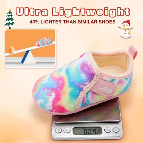 Miniatura 2 de JIASUQI Pantuflas mullidas para niños pequeños, zapatos cálidos para la casa para niños y niñas
