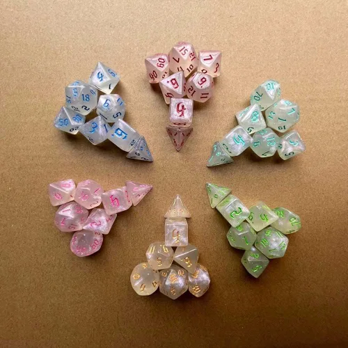 Miniatura 4 de Juego de 7 dados poliédricos DND de resina, juego de mesa de escritorio, juego de mesa para juegos de rol, mazmorras y dragones, país de las Verde