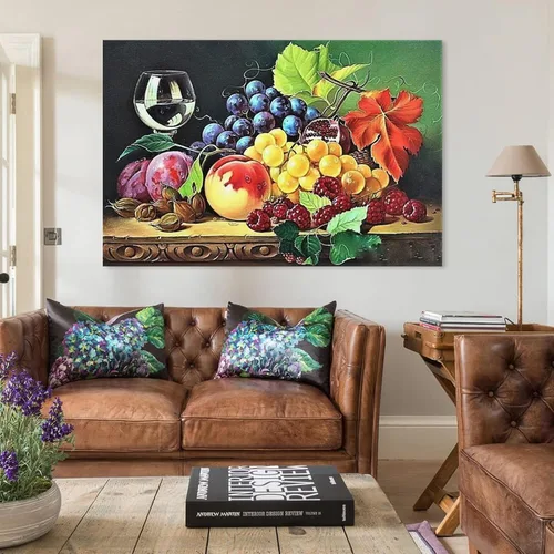Miniatura 3 de Arte de pared vintage con imágenes de vino, obras de arte de vino y frutas, pintura al óleo sobre lienzo para comedor, lienzo, impresiones