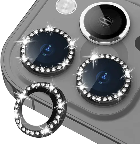 Miniatura 30 de Protector de Lente de Cámara Bling para iPhone 17 Pro / 17 Pro Max, Anillo de Metal con Diamante Individual con Dureza 9H, Protector de Pantalla