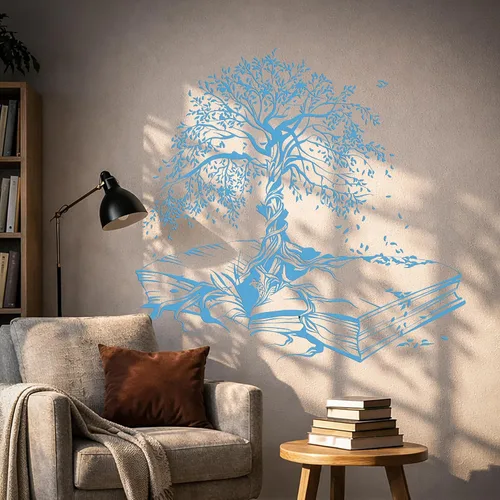 Miniatura 17 de Vinilo adhesivo para pared, diseño de árbol de hojas, biblioteca de conocimiento, sala de lectura, decoración grande (ig5200)