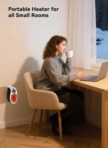Miniatura 7 de Calentador de espacio programable GiveBest con pantalla LED, calentador eléctrico de toma de pared remoto con termostato y temporizador