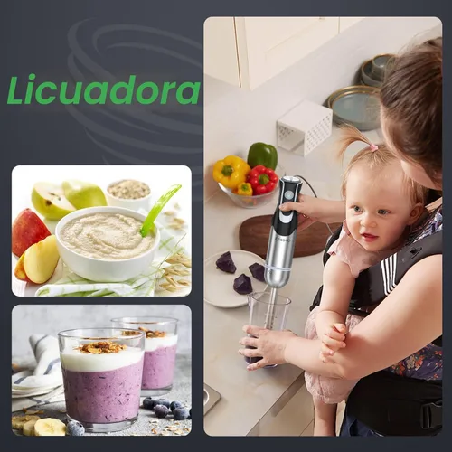Miniatura 3 de FRESKO Batidora de inmersión de mano, mezclador eléctrico de mano de acero inoxidable con 12 velocidades y modo turbo, potente licuadora de emulsión