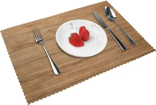 Miniatura 13 de Rectangular Placemats Set of 4, Heat Resistant Cucumber Printed Kitchen Dining Table Mats