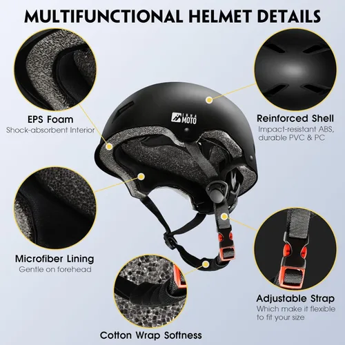 Miniatura 5 de Casco de patineta para adultos - Casco de seguridad certificado ajustable para patinaje, bicicleta, monopatín, ciclismo, patinaje, patinaje, cascos