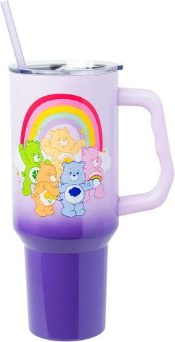Miniatura 22 de Silver Buffalo - Vaso de acero inoxidable Sanrio Hello Kitty con flores de primavera y verano y rayas arcoíris, con asa y popote, compatible