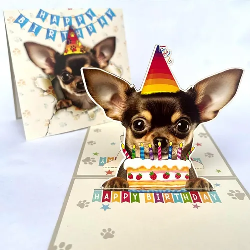 Miniatura 54 de Tarjeta de cumpleaños de perro Beagle 3D emergente – Felicitación de feliz cumpleaños para los amantes de los perros – Tarjeta desplegable