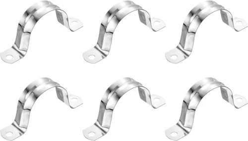 Miniatura 39 de uxcell 6 correas rígidas de tubo, 4.331 in (4.33 pulgadas) 201 de acero inoxidable 201 con 2 agujeros en forma de U, abrazaderas de tubo para fijar