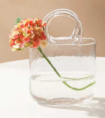 Miniatura 9 de Jarrón de cristal para bolso, bonito jarrón de cristal transparente para centros de mesa, dormitorio, decoración de mesa de oficina, eventos